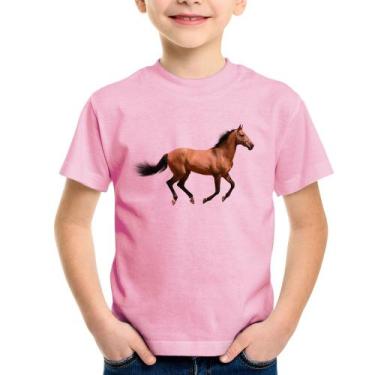 Imagem de Camiseta Infantil Cavalo Correndo - Foca na Moda, Rosa bebê, 10