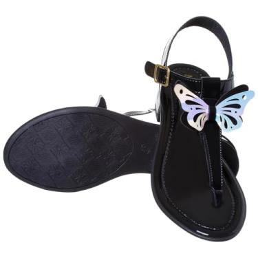 Imagem de Sandália Infantil Feminina com Salto Borboleta Branca Tira T Fivela (Preta, BR, Adulto, Numérico, 38)