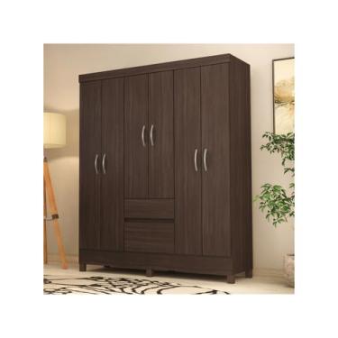 Imagem de Guarda-roupa Casal 2 Gavetas 6 Portas Demóbile Flash II, Café