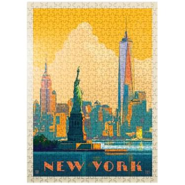Imagem de MyPuzzle.com Cidade de Nova York: Skyline Glow, pôster vintage - quebra-cabeça premium de 500 peças para adultos