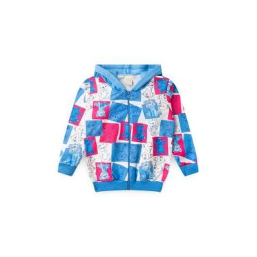 Imagem de Jaqueta Inverno Menina Azul Com Capuz em Moletom Ursinhos - Molekada, 