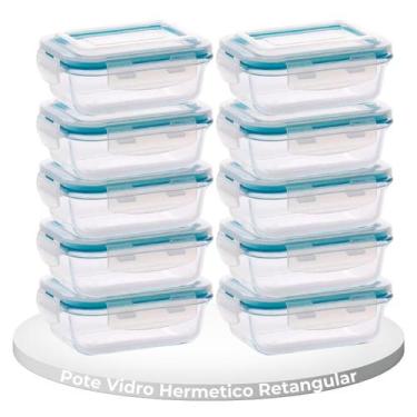 Imagem de Conjunto 10 Potes de Vidro 1040ml Marmita Hermetica - QUALITY HOUSE