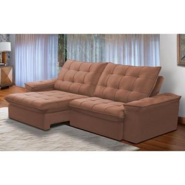 Imagem de Sofá Retrátil e Reclinável Alasca New 4 Lugares Veludo Marrom 230cm - 
