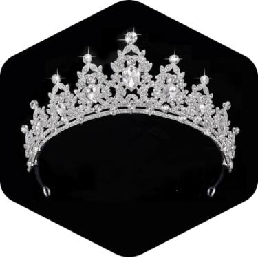Imagem de Kamirola - Coroa de rainha e tiaras de princesa para mulheres e meninas tiaras de cristal para noivas, princesas para casamento e festa (01) (prata)