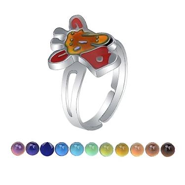 Imagem de AINILOVE Anel que muda de cor com sensor de temperatura oval/tartaruga/borboleta/pinguim animal humor anel de festa de aniversário joias presentes para filha, sobrinha, irmã amigas, Cobre, Sem pedra