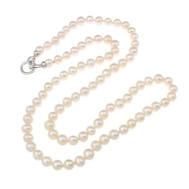 Imagem de Colar feminino de pérolas brancas de água doce de 85 cm/34" A de qualidade 9-10 mm, joia elegante de pérolas verdadeiras, caixa de presente para aniversários, casamentos, pérola de água doce, Pérola