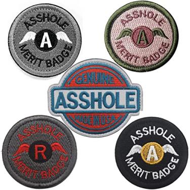 Imagem de 5 peças Patch de mérito do bordado emblema aplique fixador gancho e laço moral militar ombro braçadeira emblema remendos para mochilas, bonés, coletes, bolsas