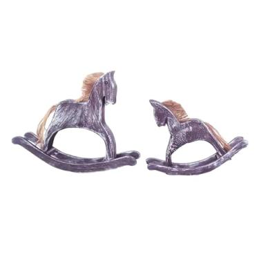 Imagem de Generic 2pcs estatuetas de cavalo de madeira esculturas de cavalos de balanço para presente de madeira ideal ornamentos de animais esculpidos para o festival