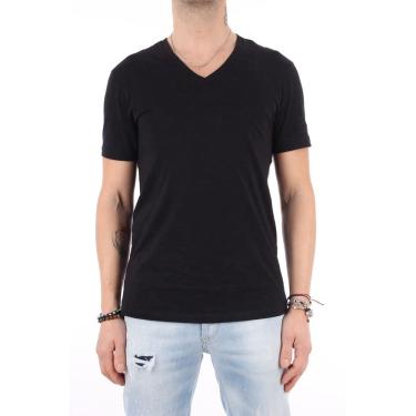 Imagem de Camiseta ax Armani Exchange Basic Pima com decote em V para homens preta