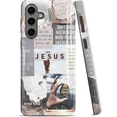 Imagem de ZISKGZO Capa Dual Guard para Samsung Galaxy A56 5G, capa rígida de camada dupla + capa de silicone 2 em 1 - capa protetora para celular à prova de choque, citações cristãs, confiança