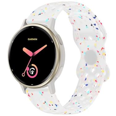 Imagem de Laband Pulseira de silicone esportiva colorida de 20 mm compatível com Garmin Vivoactive 6/Vivoactive 5/3/Forerunner 570 42 mm/165/55/245/645/Venu Sq 2/Venu, pulseira de plástico reciclado macia de