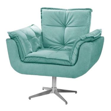 Imagem de Poltrona Cadeira Decorativa Opala Suede Azul Turquesa
