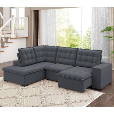 Imagem de Sofá Canto Retrátil e Reclinável Belluno Tamanho 310cm X 220cm Grafite