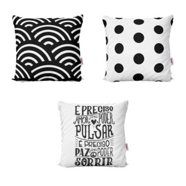 Imagem de Almofadas Decorativas Preto E Branco Para Sofá 40X40 - Novadecora