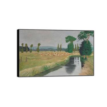 Imagem de Felix Vallotton famosa pintura impressa em tela - moldura preta quadros decoração de parede - arte de parede para sala de estar quarto casa (córrego) 30x50cm-12x19in
