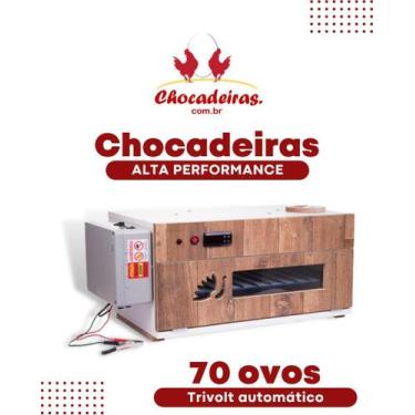 Imagem de Chocadeira 70 ovos TRIVOLT com 2 ventiladores e Carregador Bateria Emb