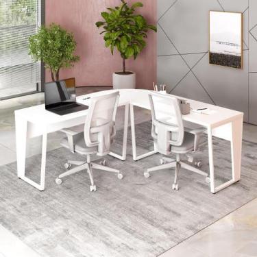 Imagem de Mesa em L Escritório 180cm x 180cm Pés Metal F5 Office - F5 Office G, 