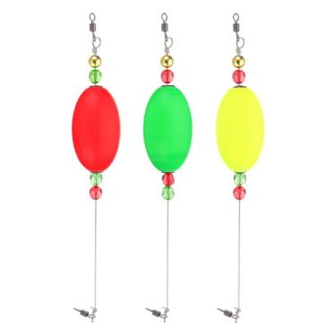 Imagem de PATIKIL Boias de pesca de 24 cm, pacote com 3 boias cônicas, boias flutuantes, boias pesadas, equipamentos de pesca com contas de cobre para pesca em água salgada em água doce, amarelo/vermelho/verde