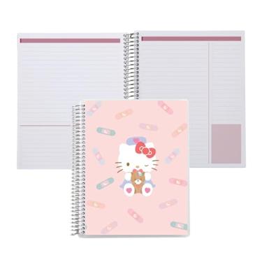 Imagem de Erin Condren Caderno espiral de cura Hello Kitty, layout de produtividade com papel de 36 kg, capa clássica Hello Kitty Healing, caderno de produtividade, bobina de platina