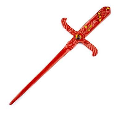 Imagem de Athame Metal Vermelho 19 cm Pedras Amarelas - Lua Mística - 100% Origi