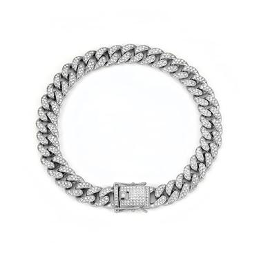 Imagem de IN Chenthy Pulseira masculina de elos cubanos de 13 mm - corrente de bigode de dragão hiphop de ouro e prata com zircônia cúbica AAA (1,3 cm de largura, 20 cm/23 cm de comprimento), 9 inches, Sem