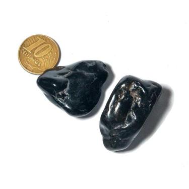 Imagem de 02 Unid Onix Preto Rolado Pedra Polido M 23mm Classe A - CristaisdeCur