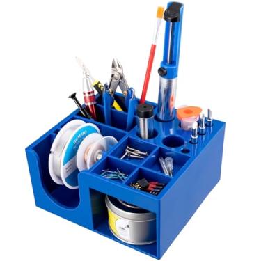 Imagem de Suporte de solda antiderrapante e suporte de carretel dispensador com pés antiderrapantes - Organize fio de solda, fluxo, pasta e ferramentas, armazenamento de plástico durável para bancada organizada