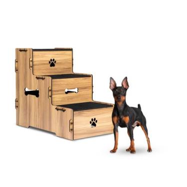 Imagem de Escadinha Pet Para Cachorro E Gato Com 3 Degraus com 50 cm altura - Ar