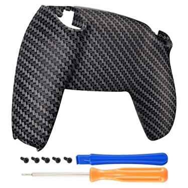 Imagem de eXtremeRate Capa inferior preta prateada com padrão de fibra de carbono para controle PS5, carcaça traseira personalizada para controle PS5, capa traseira de substituição para controle PS5 - controle não incluído