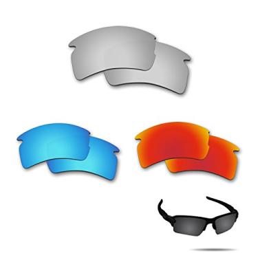 Imagem de Fiskr Lentes de reposição para óculos de sol Oakley Flak 2.0 XL, pacote com 3 pares, Prata, ouro e azul, Standard