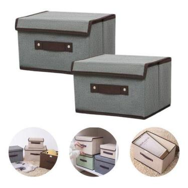 Imagem de Kit 2 Caixa Organizadora Tnt Tampa Dobravel Guarda Roupa - Luatek, Cin
