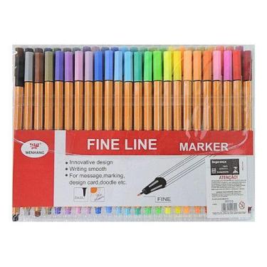 Imagem de Kit 48 Canetas Ponta Fina Canetinhas Fine Line Coloridas 0.5 - NoBrand