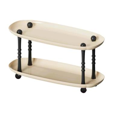 Imagem de SiaBiced Organizador de mesa, suporte de rack de armazenamento de, organizador de maquiagem, bandeja de penteadeira para casa, cômoda, dormitório, Bege