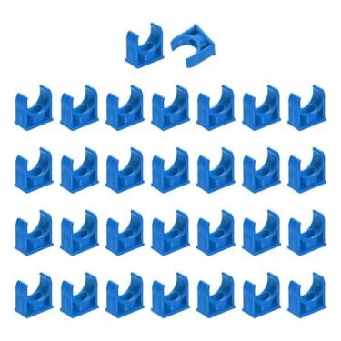 Imagem de uxcell 30 peças de grampos de tubo de água de PVC, fivelas de mangueira de tubulação em forma de U, suporte de tubo de irrigação para 20 mm OD para bandejas de TV, tubulação, tubo de suporte de
