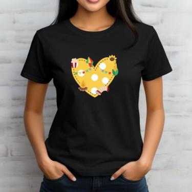 Imagem de Camiseta babylook estampa festa junina arraiá na escola coração com de