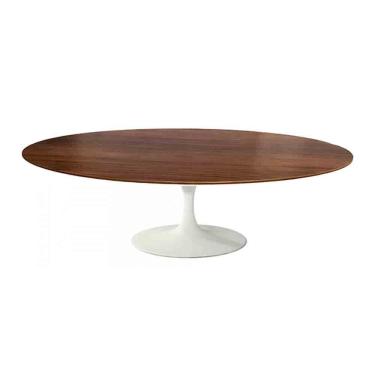 Imagem de Mesa Saarinen Oval Centro Imbuia 120x80cm - Base Branca