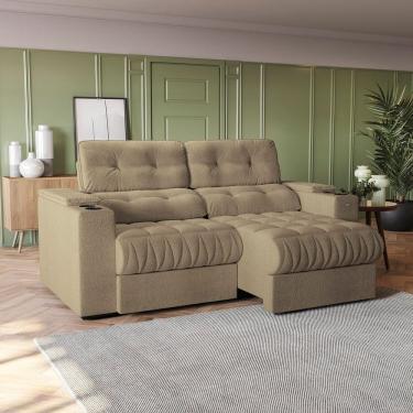 Imagem de Sofá 230cm Com Porta Copos Retrátil E Reclinável Premier Fendi