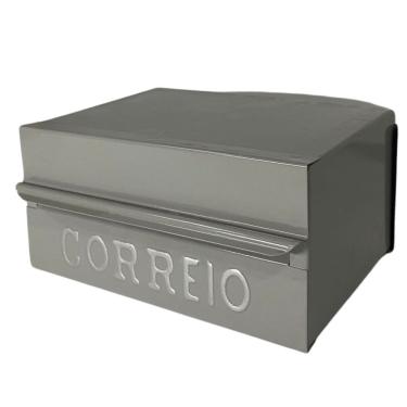 Imagem de Caixa De Correios Brasileirinha Menor Cinza Tamanho 12x20x10 Aço Cinza