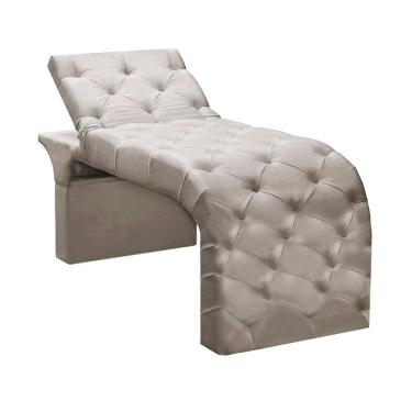 Imagem de Maca De Estética Reclinável E Reta Andressa Bege Marfim Veludo