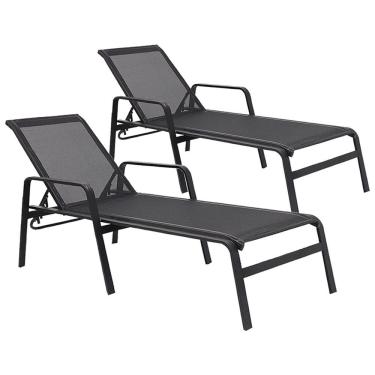 Imagem de Kit 2 Espreguiçadeiras Lótus Premium Preto