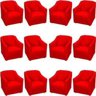 Imagem de Kit 12 Poltronas Mila Pé De Plástico Cromado - Vermelho Suede