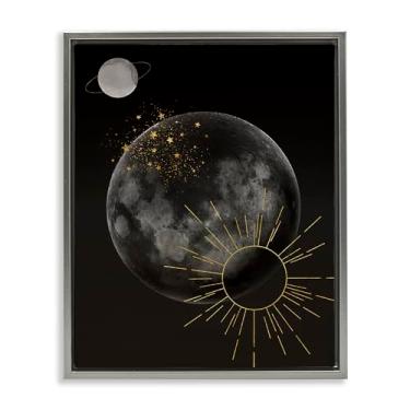 Imagem de Stupell Industries Tela flutuante minimalista planetária cinza moldura para parede design de Daniela Santiago, 43 x 53 cm