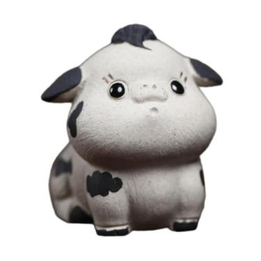 Imagem de Bothyi Vaca Mini estátua em miniatura Tea estatueta Pet Small Sculpture Combuttop Ornament for Desk Room Bookshelf House Hames, Nariz Branco
