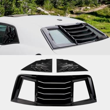 Imagem de HAKA TOUGH Persianas de janela para Dodge Challenger 2016-2022 Acessórios, janela lateral Challenger, para-sol, persiana traseira, 3 peças, preto brilhante