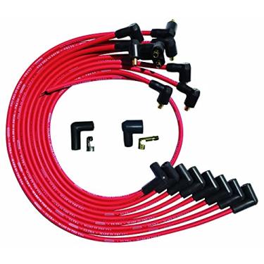 Imagem de Moroso Fios de vela de ignição vermelha série Ultra 52026, Chevy de bloco pequeno, roteamento de tampa de válvula, extremidades de plugue de 90 graus, distribuidor sem HEI