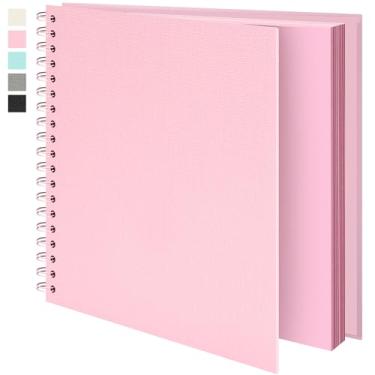 Imagem de Vienrose Álbum De Scrapbook 10X10" Papel Kraft Grosso Em Branco Suprimentos Para Scrapbooking Faça Você Mesmo, Álbuns Fotos Casamento, Viagem, Família, Bebê - Presentes Natal Perfeitos Rosa 40 Folha