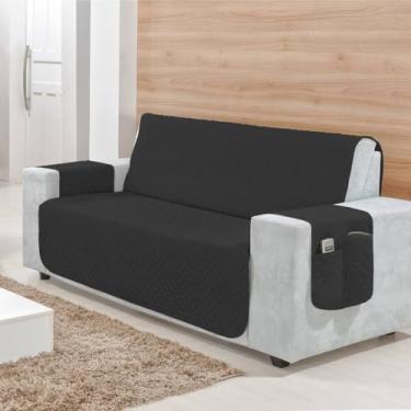 Imagem de Protetor de Sofá 2 3 4 Lugares Retrátil (1,00/1,50/1,80/2,20m) Capa Matelada Porta Objetos(PRETO,2 Lugares (1,00m))