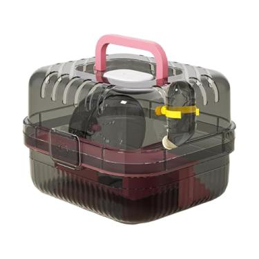 Imagem de Generic Gaiola para hamster leve, suprimentos para animais de estimação, transparente, pequeno, estojo de viagem, estojo de transporte para hamster, gerbilos, Rosa