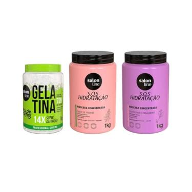 Imagem de Salon Line, Kit com 2 Máscaras SOS Hidratação + Gelatina Super Definição, Apenas Bio-Reconstrução Não é Vegana - Para Todos os Tipos de Cabelos, 1kg