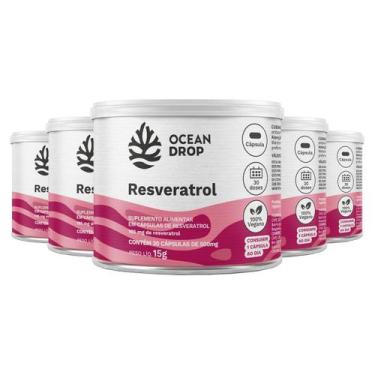 Imagem de Kit 5 Resveratrol Ocean Drop Vegano 30 Cápsulas